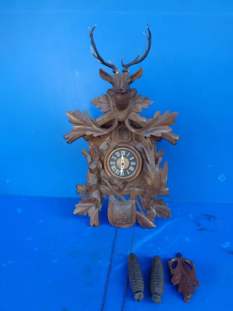 Rare Ancien  Grand Coucou Horloge Forêt Noire Pendule Vintage Jura Suisse
