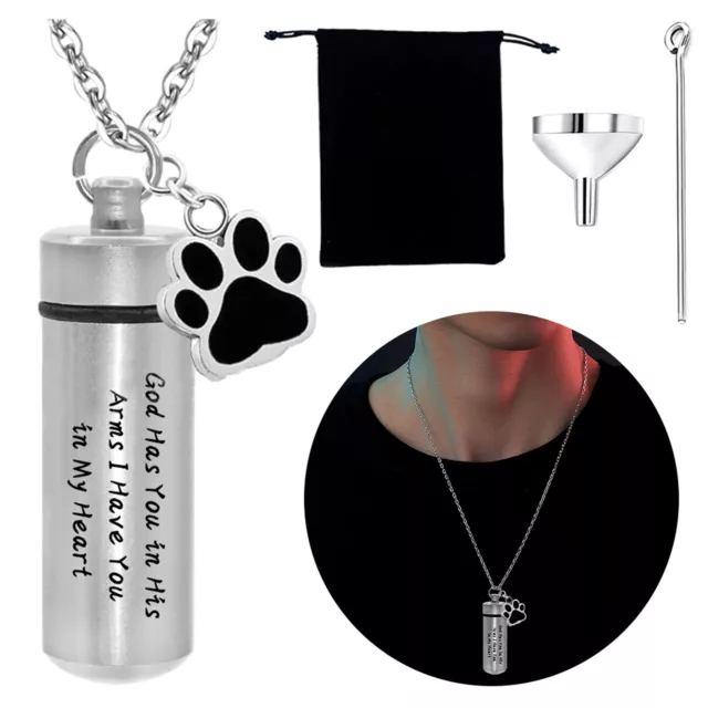Memorial Dog Paw For Pet Urn Necklace Keepsake Keychain Pendant Alloy