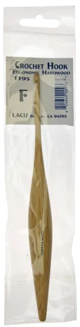 Gancho de ganchillo ergonómico de madera dura Lacis 7" tamaño F5/3,75 mm TT95-F