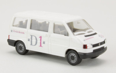 270-82ho VW Transporter/Caravelle DB blanc rayures bleu-Top Herpa 1/87 