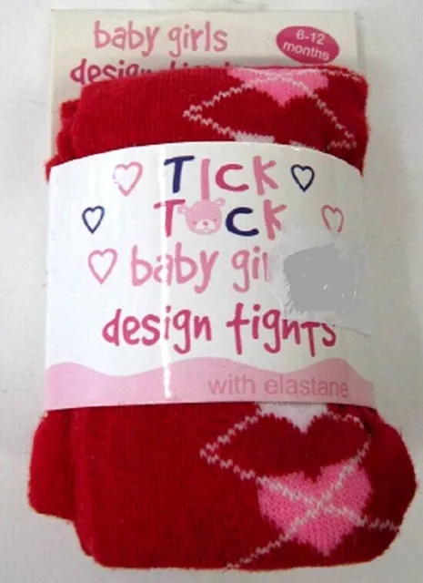 ' Tick Tock 'Bambine Rosso con Cuore Progettato Motivo Collant 45B057