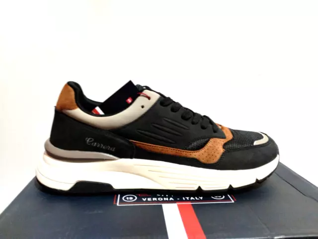 Scarpe Uomo Carrera 4 sneakers sportive casual nero marrone fondo alto 3