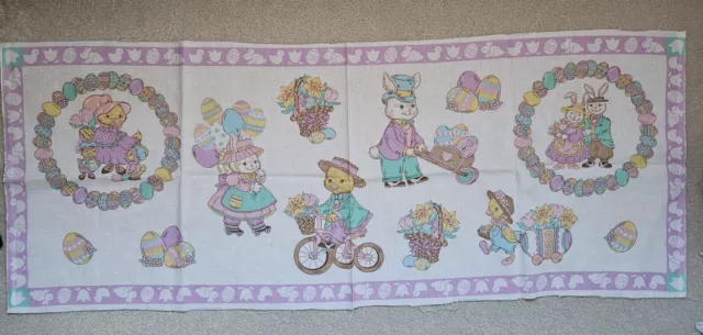 Vintage Wamsutta Easter Bunnies Chicks Eggs Basket Fabric Applique Panel