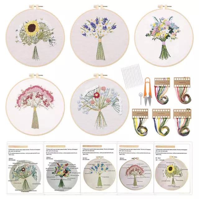 Flower Home Decor DIY Cross Stitch Hand Embroidery Kit Bouquet Handmake