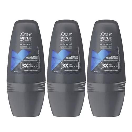 Dove Men+Care Advanced Control Stress Protection Deodorante Roll-on uomo, 3x50ml