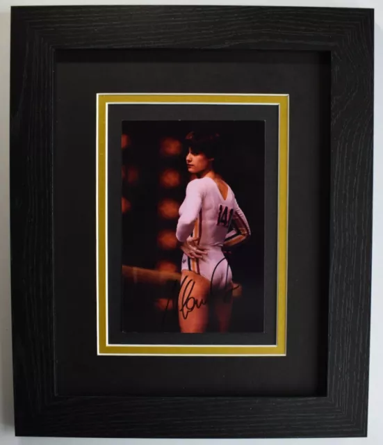 Nadia Comaneci Signed 10x8 Framed Autograph Photo Display Gymnastics AFTAL COA