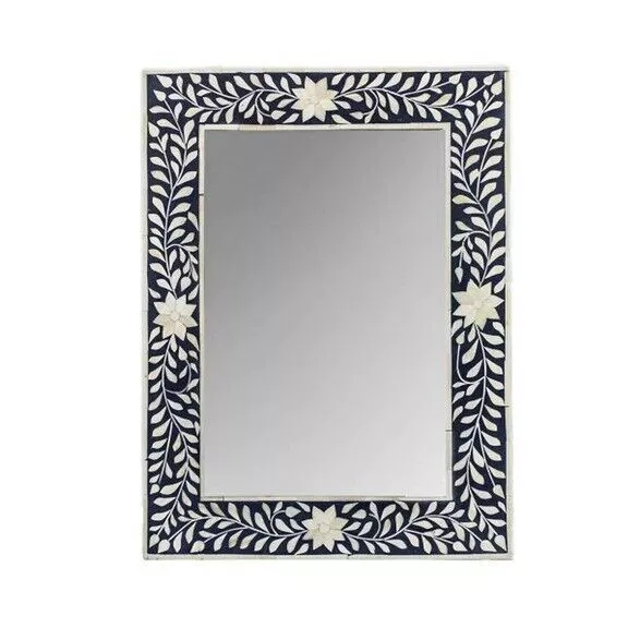 Bone Inlay Floral Rectangle Mirror Handmade Mirror Frame Home Décor