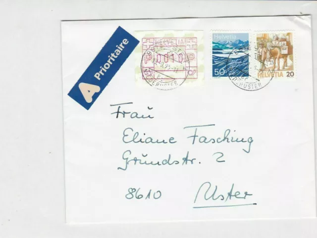 switzerland  1995 atm vending machine stamps cover ref 19247