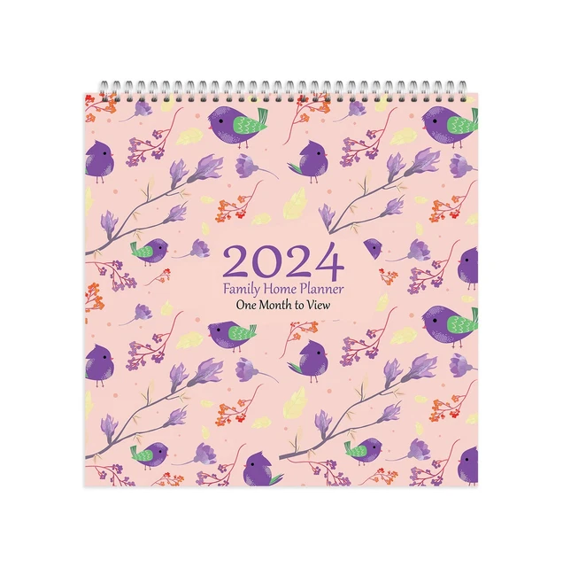 2024 FAMILY ORGANISER/ calendar - one Month to view Academic/Year Birds