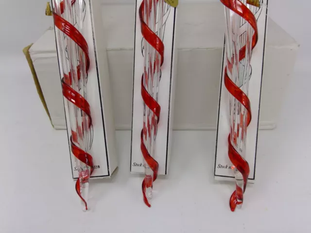 Group of 3 Silvestri Handcrafted Glass Icicle Style Ornaments 2
