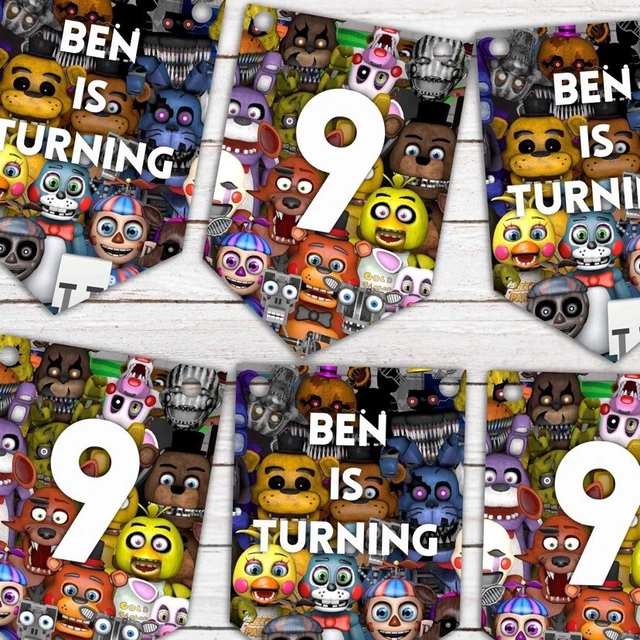 PERSONALISED FIVE NIGHTS Freddy’s Birthday Bunting Hanging Decoration ...