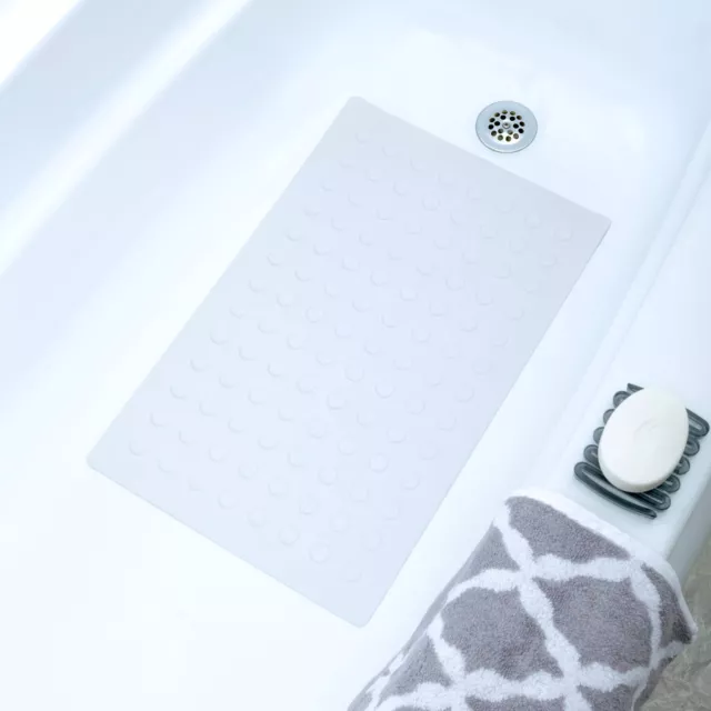 Slipx Solutions White Rubber Bath Safety Mat Provides Essential Coverage & Relia