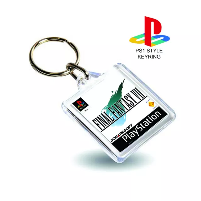 Final Fantasy 7 FF7 PS1 Game Inspired Keyring / Key Chain Duel Sided Print