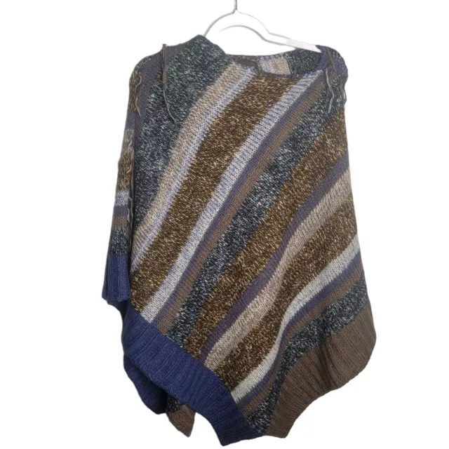 Zadig & Voltaire Deluxe Womens Knit Fringe Hem Sweater Poncho Multicolor Size OS