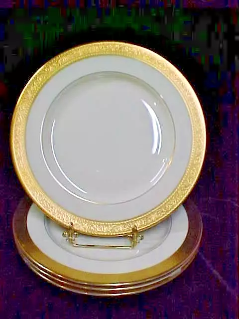 (SET OF 4) LENOX China WESTCHESTER Salad Plates M-139 Gold Backstamp ~EXCELLENT
