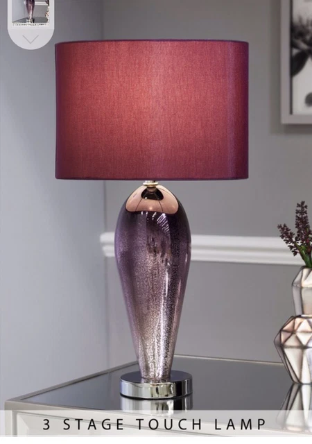 NEXT PLUM OMBRE 3 Stage Touch Table Lamp with Shade New Home In