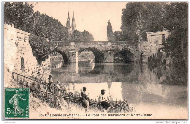 51 CHALONS SUR MARNE - le pont des mariniers et notre dame