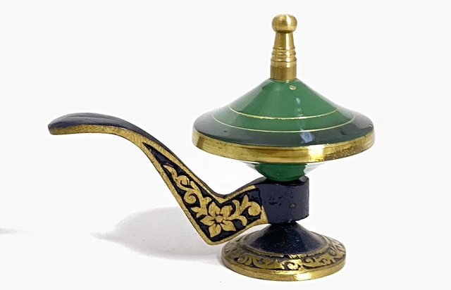 Vintage Hakuli Ceremonial Hand-painted Enamel Brass Israeli Kiddush salt cellar
