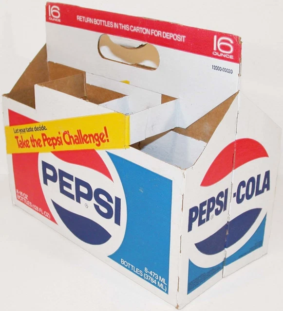 VINTAGE SODA POP bottle carton PEPSI COLA Take the Pepsi Challenge 8