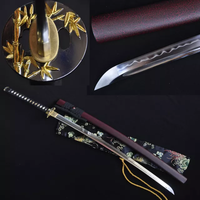 40'' Clay Tempered T10 Sharp Katana Japanese Samurai Functional Sword Real Hamon