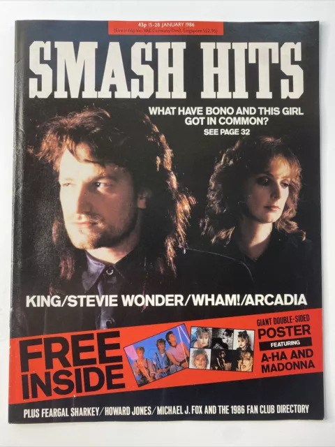 Bono & Clannad : Smash Hits Magazine -1986 - Wham Poster / King / Bob Geldof