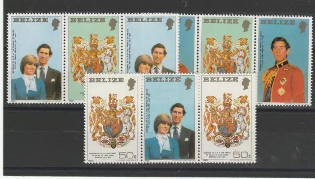 Belize 1981 The Royal Wedding Lady Diana 3 Triptyques MNH MF58158