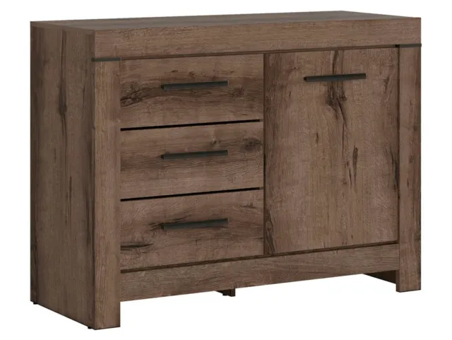 Sideboard Drawer Storage Unit Compact Small Cabinet Dark Oak Finish Balin