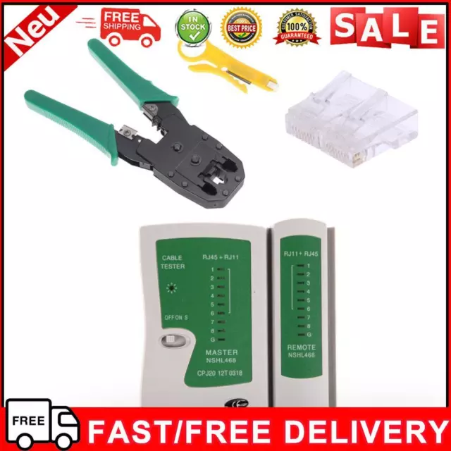 Ethernet-Kabel Tester Kit Crimp-Crimper Zange + 100pcs RJ45 CAT5 Cat5e Connector