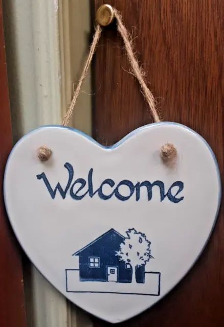 VTG Louisville Stoneware Kentucky 'Welcome Home' Heart Shaped Plaque Sign Decor