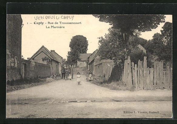 CPA Caply, Rue de Troussencourt, La Marnière