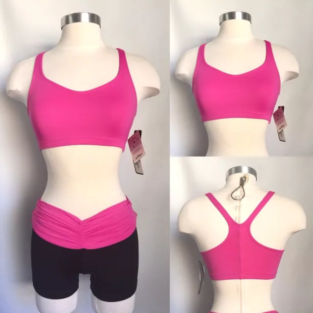 SO DANCA Ladies Microfiber Tank Crop Top Sports Bra, PINK, NWD