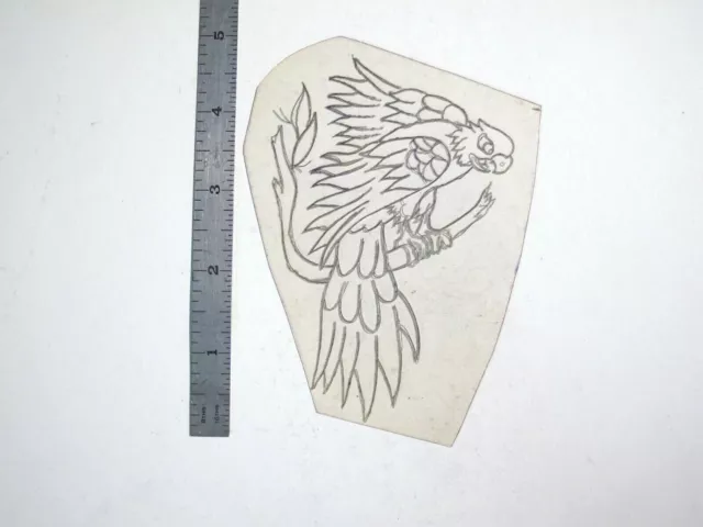 Plantilla de acetato flash de tatuaje década de 1960 loro en rama BR3