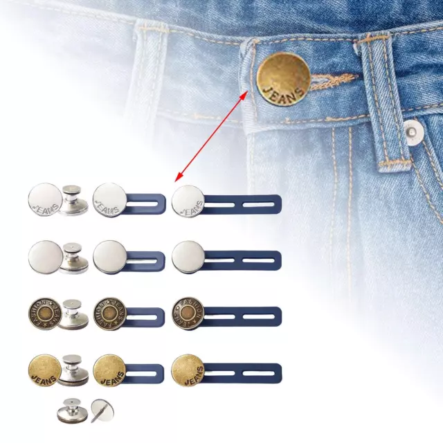 Lot de 12 rallonges de boutons pour jeans, boutons d'extension de taille  pour pantalon pour homme et femme, sans couture, extension instantanée de  ceinture de 2,5 à 4,6 cm : : Mode