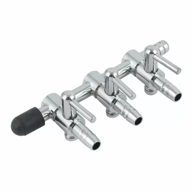 Aquarium Fish Tank Metal 3-way Air Pump Control Valve Manifold Taps Silver Tone