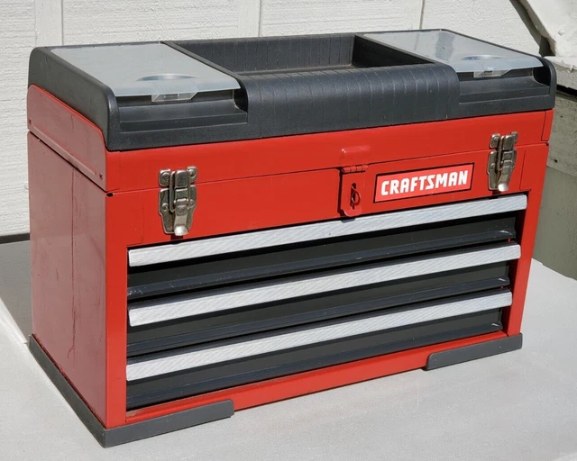 VINTAGE CRAFTSMAN 3 DRAWER Red Tool Chest Storage Box P0 00 Made In USA