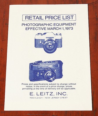 Leica Leica Photo Équipement Liste de Prix Janvier 1974/133047 