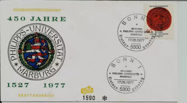 BRD FDC MiNr 939 (1Pb) "450 Jahre Universität Marburg" -Lehranstalt-Geschichte-