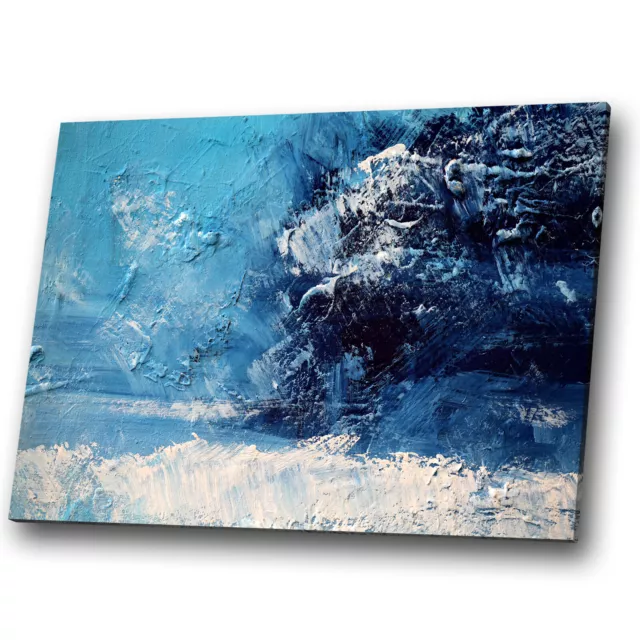 Blue Navy Teal Black White Abstract Canvas Wall Art Large Picture Prints