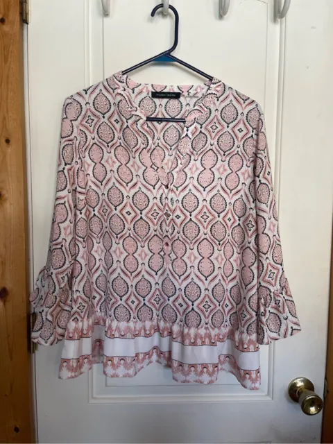 Ivanka Trump women’s top size L bell sleeve blouse semi sheer