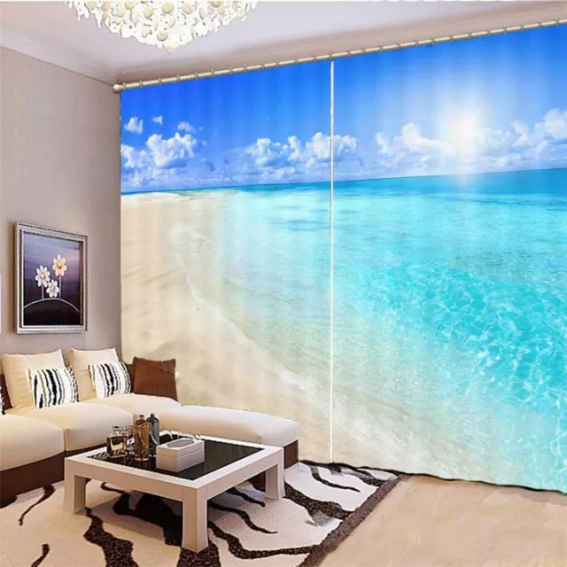 Wonderful Ocean Beach 3D Blockout Photo Print Curtain Fabric Curtains Window