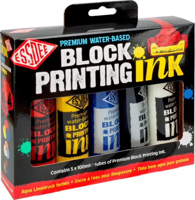 Essdee Premium Quality Block Printing Ink (Pack of 5 Primary Colours),19 x 18 x