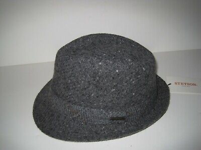 Stetson Italian Wool Mens Grey Fedora Hat Large