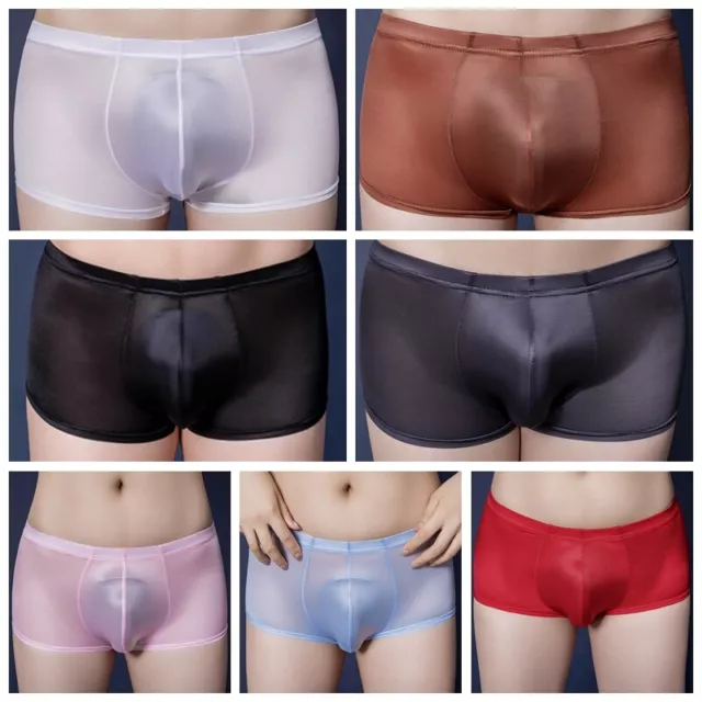 Hommes sous-Vêtement Huilé Pur Taille Basse Sexy Lingerie Transparent 7 3