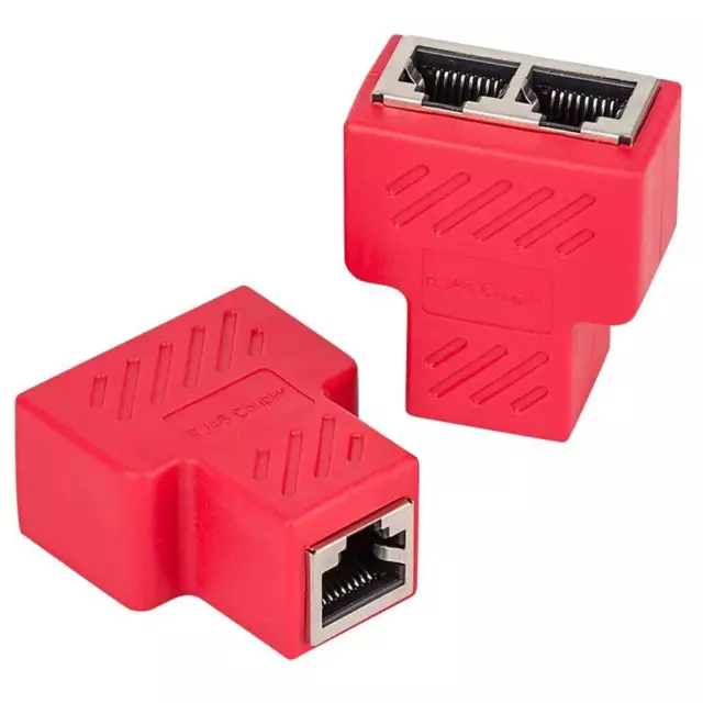 VANDESAIL - Ethernet Adapter LAN Netzwerk Ethernet Splitter 1 auf 2 Rot