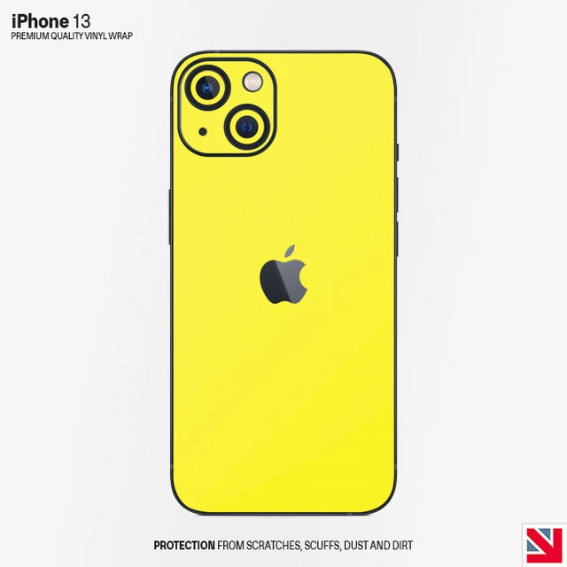 GIALLO FLUORESCENTE iPhone 13 pelle decalcomania adesivo vinile avvolgente