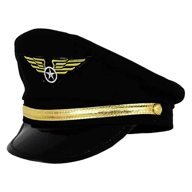 PILOT CAP FANCY Dress Airline Captain Hat Aviation 80S Aviator Costume