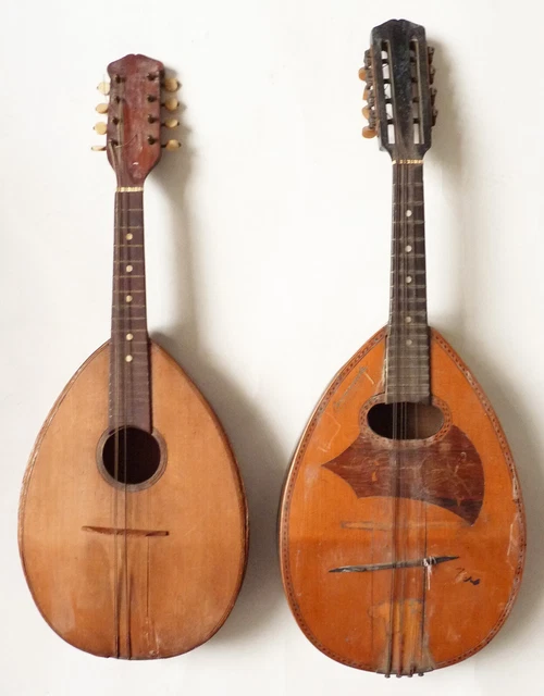 2 MANDOLINE PLATE Napolitaine instrument ancien mandolin A RESTAURER ...