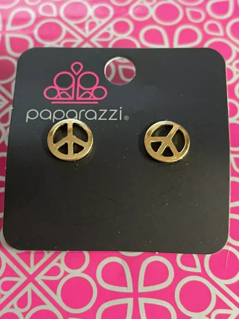 Paparazzi Ladies Girls ☮️ Gold Peace Symbol ☮️ Post Back  Earrings 🔥 NWT