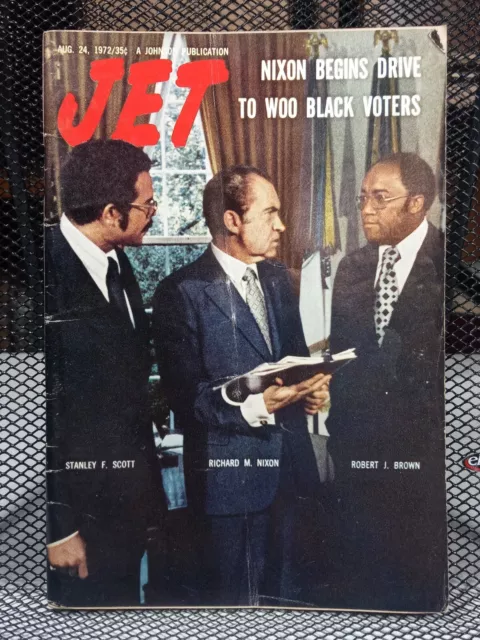 Nixon Vote Brown Scott 70's Racial Black Americana JET Magazine Aug 24, 1972