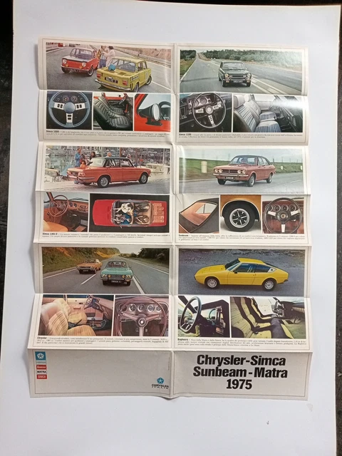 Depliant Poster D'epoca CHRYSLER ITALIA - CHRYSLER SIMCA SUNBEAM MATRA ANNO 1975 Depliant Poster D'epoca CHRYSLER ITALIA - CHRYSLER SIMCA SUNBEAM MATRA ANNO 1975